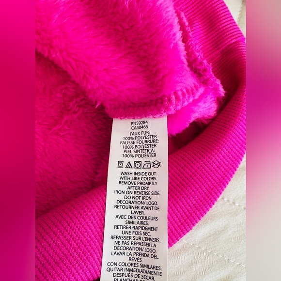 Childrens Place Fuchsia Sequin Heart Furry Sherpa Sweatshirt Top Size XL 14 - Picture 11 of 11